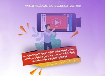 اعلام اسامی فیلم های کوتاه بخش ملی جشنواره فیلم کودک